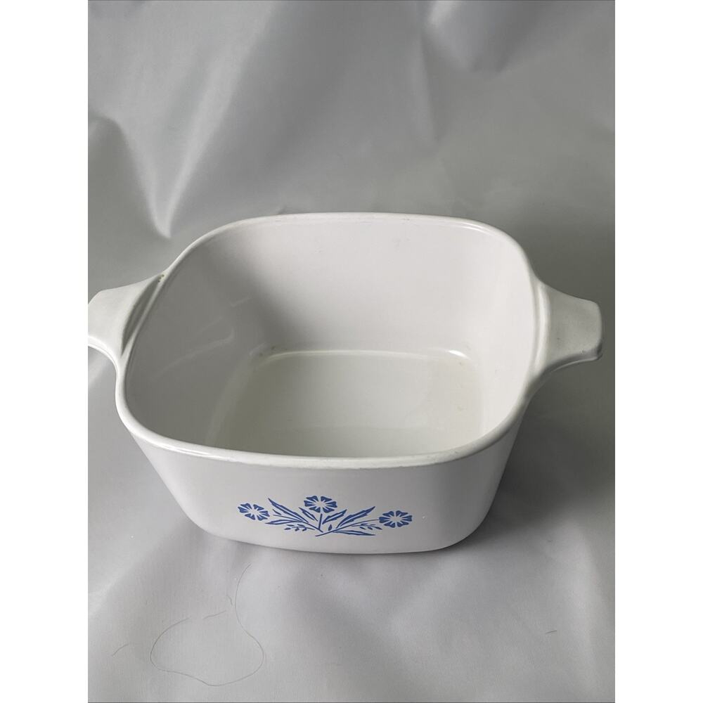 Vintage Corning Ware Baking Dish White Blue Cornflower Square P-43-B 2 3/4 Cup - Picture 2 of 8